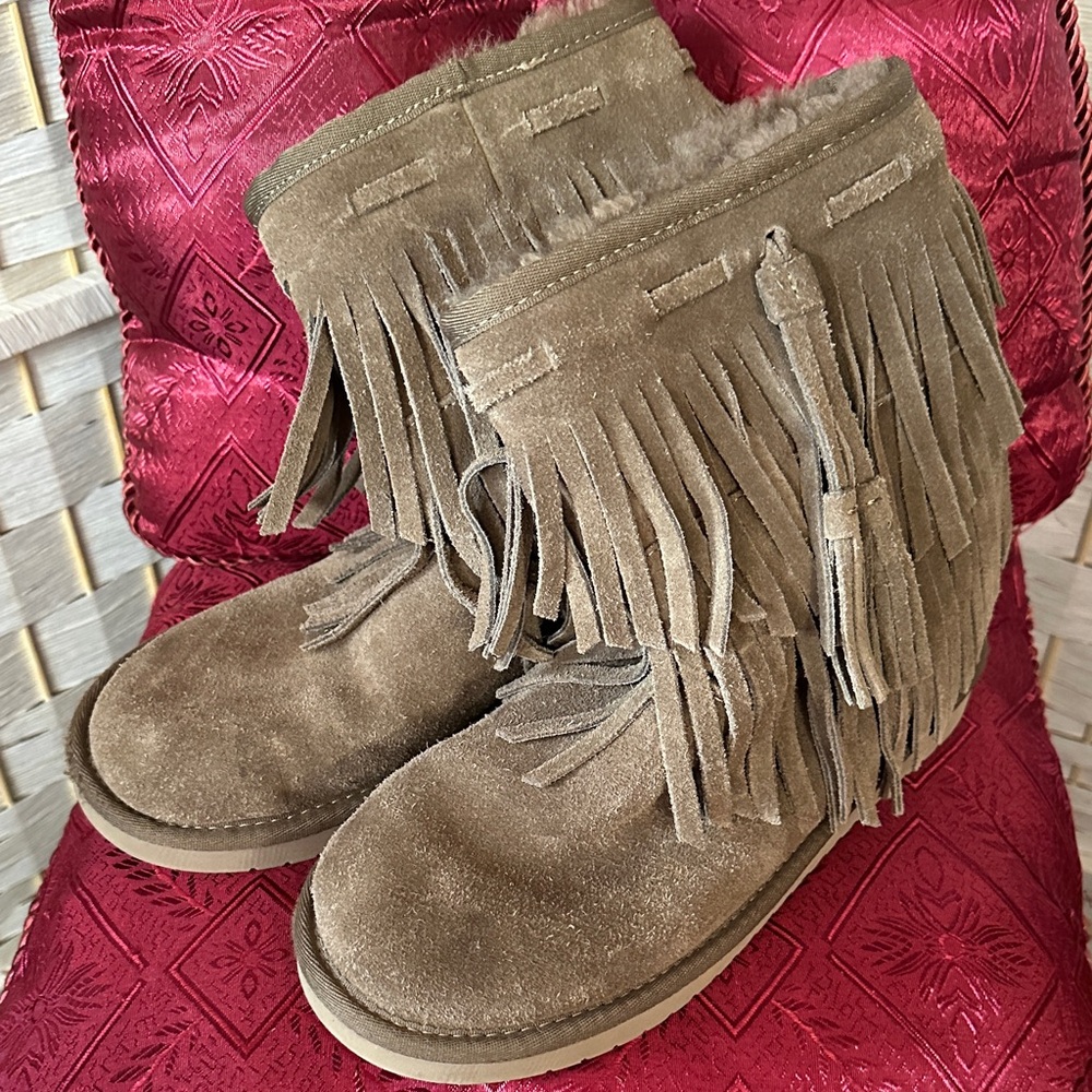 Koolaburra /ugg Fringe Suede Boots - Brown